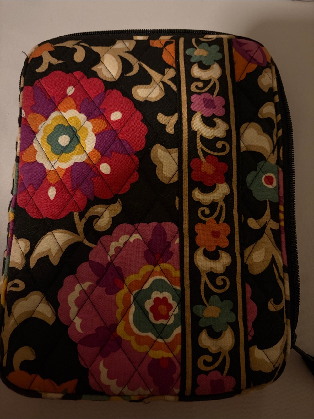 Vera Bradley Quilted Floral Zip Pouch for a small tablet - Black Multicolor
